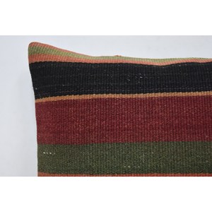 Multicolor Tartan Pattern Wool Kilim Patchwork Pillow 14x14 Inch Fluffy Vintage <b>Leaves</b> Design <b>Cushion</b> Woven Decorative <b>Cushion</b> - Product Image 2
