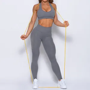 Ensemble 2 pièces tendance pour femme 2026 : haut et pantalon à manches longues, col montant uni, tenue décontractée pour la gym - Product Image 1