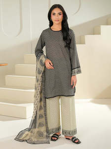 El mejor juego de lujo para todos los días Shalwar Kameez Dupatta Premium transpirable para todas las estaciones estampado de tela de césped Premium diseñado para todas las estaciones - Product Image 2
