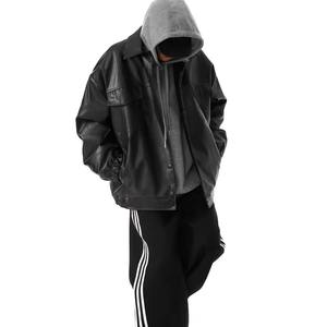 Custom High Quality PU Leather <b>Jacket</b> for Men <b>Winter</b> Windbreaker with Zip Glow Custom Polyester <b>Jacket</b> - Product Image 5