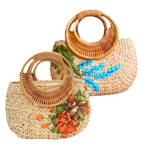 BOLSO DE MANO DE JACINTO DE AGUA Natural Premium Bolsos de mujer con forro interior y cremallera Artesanía de Vietnam - Product Image 1