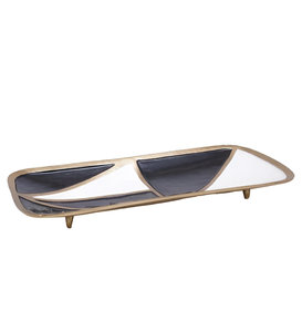 Plato decorativo de Metal rectangular negro Meena, plato y plato de estilo americano para fiestas, decoración del hogar o la oficina - Product Image 1
