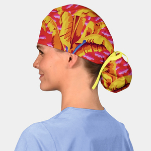 Custom Embroidered Logo Women Working Ponytail Scrub Cap with Button Nurse <b>Doctor</b> Ponytail Hat for Long Hair - Product Image 4