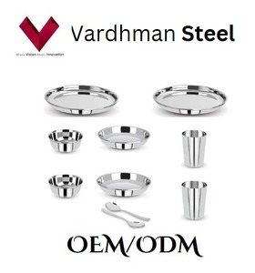 Ensemble de vaisselle en acier inoxydable découpé au laser de 10 pièces d'inspiration classique, comprenant des assiettes à dîner, des plats, des couverts, prix fiable - Product Image 5