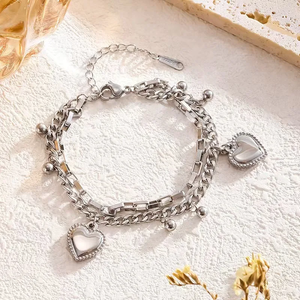 สร้อยข้อมือไทเทเนียมรูปหัวใจ18K ชุบทองสไตล์คลาสสิกที่ทันสมัยกำไลสแตนเลสแฟชั่นจำนวนมาก - Product Image 2