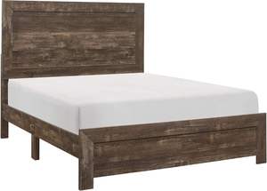 Cama de Madera de Pino Tamaño Queen, Estilo Rústico Tradicional, Acabado Marrón Resistente, con Cabecero y Rieles de Madera Elegantes - Product Image 3