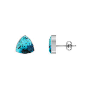 925 Sterling Silver Stud Earrings Shattuckite Bullet Trillion Bezel Setting Trendy Handmade Fashion Jewelry Party Gift Pack 3 - Product Image 4