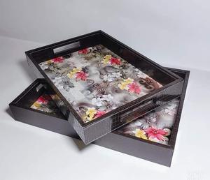 Bandeja de Servicio de Diseño con Recubrimiento de Esmalte de Madera MDF, Bandeja de Mesa de Alta Calidad para Hoteles y Restaurantes - Product Image 5