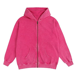 Classique hommes hiver lavage à l'acide fermeture éclair à capuche 100% coton commande en gros Logo personnalisé OEM Streetwear expédition rapide MOQ10 navire - Product Image 5