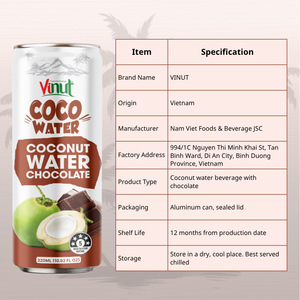 Chocolat à l'eau de coco 320 ml, végétalien, sans sucre, sans produits laitiers, marque privée, OEM, usine du Vietnam, durée de conservation de 24 mois - Product Image 2