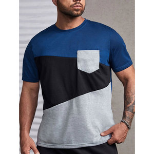 Camiseta de manga corta con cuello redondo y bloque de color para hombre a precio barato, camisetas personalizadas con estampado personalizado - Product Image 1