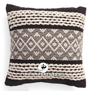 Funda de cojín de estilo bohemio tejida a mano de diseñador, fundas de almohada de algodón 100%, proveedor indio Vintage para almohadas decorativas de interior - Product Image 1