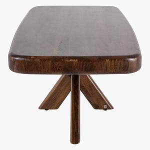 Mesa de Comedor de Estilo Industrial Moderno con Cubierta de Madera de Mango Sólida con Bordes Curvos, Patas de Araña de Madera, Fácil de Ensamblar, Acabado en Nogal para Cocina - Product Image 3