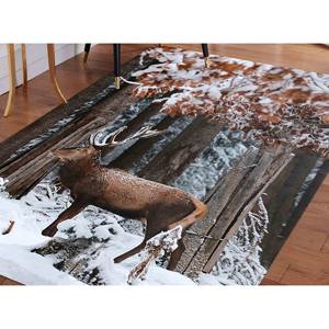 Tapis Cerf : Imprimé Forêt Hivernale, Tapis de Ferme Antidérapant, Tapis Doux Non Tissé - Product Image 2