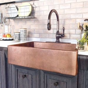 อ่างล้างจานทองแดงคุณภาพพรีเมียม ทนทาน ดีไซน์ทันสมัย ผิวสัมผัสแบบตอกลาย ปรับแต่งขนาดและสีได้ ชิ้นงานหรูหราสำหรับบ้านสไตล์โมเดิร์น - Product Image 4