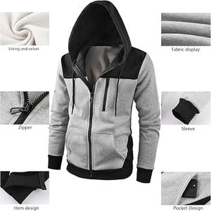 Empalme recortado Boxy Fit 400G 100% algodón grueso lana Sudadera con capucha de gran tamaño de los hombres impresos con cuello con capucha suéter de punto - Product Image 2