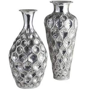 Cast Aluminium Electroplating <b>Textured</b> Design Flower <b>Vase</b> Silver Luxury Indoor Decoration for Home & Office Decoration - Product Image 4