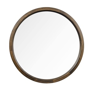 Miroir de salle de bain de 31.5 pouces pour décoration murale de style rustique de ferme-Miroir de courtoisie rond Bordure en bois pour couloir Cercle surdimensionné - Product Image 1