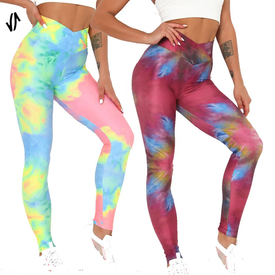 2023 Hot digital print tie dye sports tight hip lifting plus size custom yoga jumpsuit seamless sexy yoga pants