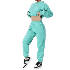 Conjunto de Sudadera con Capucha y Pantalones Deportivos de Algodón 100% Lavado, Estilo Urbano, para Mujer - Product Image 4