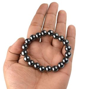 Natural Hematite 10mm Round Bead Bracelet-Grounding Protection Strength & Confidence Reiki Charged Gemstone - Product Image 2
