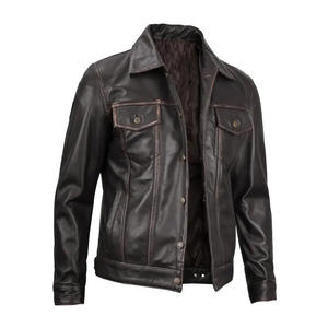 Veste en cuir de vache véritable pour homme élégante avec col montant et logo frontal, design de haute qualité et dernier cri - Product Image 2