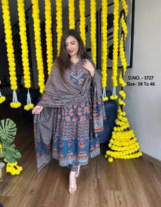 Hermosa Ropa India de Algodón Puro para Mujer, Kurti Anarkali, Kurti Completamente Amplio para Fiestas y Bodas, de Mayorista - Product Image 4