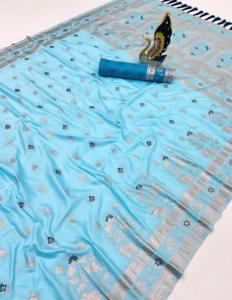 Saris de algodón de seda suave pura de primera calidad con traseros tejidos por todas partes con la colección Classic Pallu Saree - Product Image 2