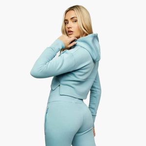 เสื้อครอปฮู้ดดี้คุณภาพสูง แบบสวมหัว สไตล์ลำลอง ออกแบบเองได้ แฟชั่นล่าสุดสำหรับผู้หญิง - Product Image 3