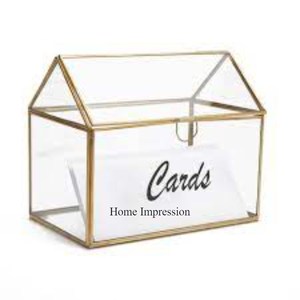 Recién llegado, diseño de forma de cabaña, aspecto llamativo, marco de Metal chapado en oro, acrílico transparente, caja de decoración de boda, suministros - Product Image 5