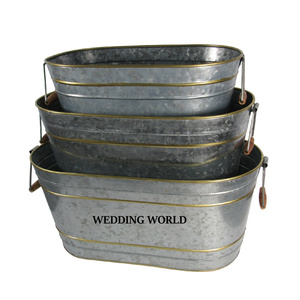 Ensemble de trois jardinières galvanisées de qualité supérieure, faites à la main, taille personnalisée, design original, nouvelle jardinière en métal - Product Image 1