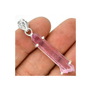 สวยงาม925เงินสเตอร์ลิงสีชมพู Aura ควอตซ์ทำด้วยมือจี้สำหรับขายในราคาที่ดีที่สุด - Product Image 3