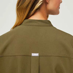 Último diseño médico Scrub enfermera uniforme Stand Collar manga corta satén Hospital Scrub traje - Product Image 4