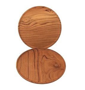 Assiette de service ronde en bois de luxe de haute qualité pour mariage, vaisselle, nourriture, assiette à collation, assiette de présentation en bois d'Inde - Product Image 5