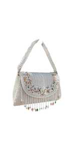 Pochette de soirée de mariée artisanale avec broderie de pierres de cristal, artisanat - Product Image 2