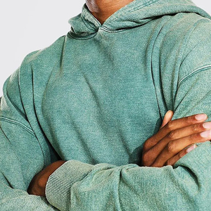Sudadera con capucha con cremallera personalizada de temporada de invierno para hombre, técnica de soplo de cuentas de Color sólido, sudaderas con capucha holgadas de Material de poliéster/algodón - Product Image 5