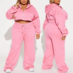 Nueva Llegada al por Mayor, Sudadera con Capucha de Manga Larga Deportiva de Moda Ecológica de Talla Grande para Invierno, Pantalones Acampanados de Color Sólido Casuales - Product Image 6