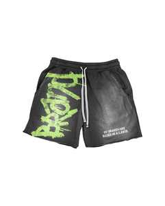 Pantalones cortos para correr con estampado de lavado ácido hechos a mano con serigrafía de algodón de rizo francés y pantalones cortos de hombre con diseño de cordón - Product Image 5