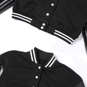 Femmes Crop Varsity Jacket Cuir Manches Ras Du Cou Boutonné Varsity Vestes Dames Hiver Extérieur Varsity Vestes Femmes - Product Image 4