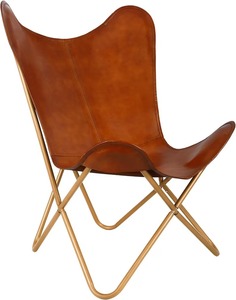 Handmade Antique Butterfly Accent <b>Chair</b> Luxurious Leather Iron Finish Foldable <b>for</b> Home Office Living Room Rustic Style - Product Image 6