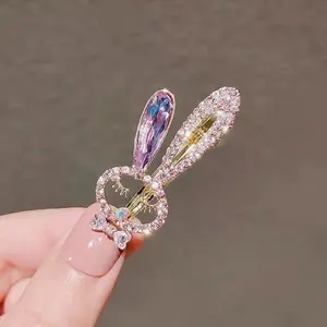 Stile giapponese adorabile animale Hairgrip Crystal Rabbit Hair Clip copricapo Sweet Girls Duckbill Side Hair Pin