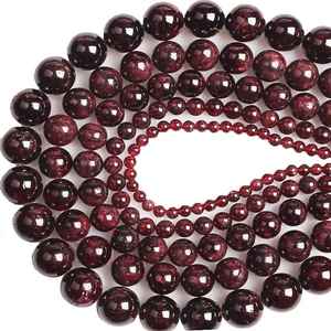 Perles d'énergie de guérison en grenat rouge, pierre précieuse classique, matériau naturel tendance, certifié IGI pour la fabrication de bijoux spirituels, puissance vitale - Product Image 1