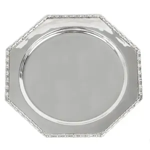 Assiette de service en forme d'hexagone, nouvelle, en argent plaqué, vaisselle de qualité supérieure, bordure décorative, vaisselle de table, assiettes - Product Image 1