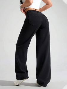 Jeans de Mezclilla Rasgados de Cintura Alta para Mujer al por Mayor, Pantalones de Mezclilla Holgados Casuales de Corte Recto, OEM - Product Image 4