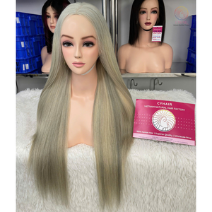 Peluca recta de encaje de cabello humano crudo con cierre a base de seda de densidad 180% de alta calidad con ondas profundas y ondas naturales para la parte superior del encaje - Product Image 2