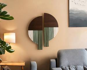 Macramé redondo colgante de pared hilo abstracto arte bohemio decoración del hogar cordón de algodón Natural para acento de pared del dormitorio - Product Image 1