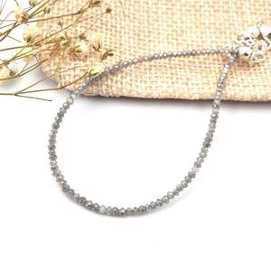 Bracelet de perles facettées grises en forme de rondelle 1,8-2,2 mm, avec breloque ou bracelet de type grenat, améthyste, quartz, perle, jade - Product Image 4
