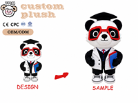 Peluche Personalizado Ecológico del Profesor Panda, Mascota Escolar de Graduación, Muñeco de Peluche con Gorro, Gafas, Bata de Laboratorio y Libros para Niños