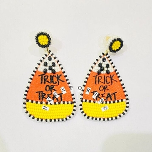 Pendientes de cuentas de Halloween de calabaza Boo hechos a mano, bonitos pendientes de color naranja y negro espeluznantes, moda de otoño, joyería colgante chapada en oro, truco - Product Image 6