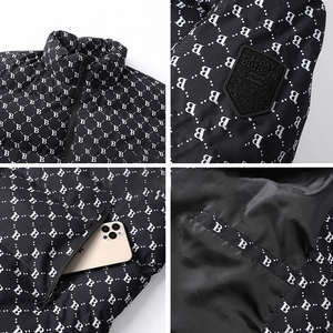 Design personnalisé Veste à bulles épaisse et chaude pour hommes Coupe-vent coupe-vent d'hiver en toile et duvet avec détail matelassé - Product Image 5